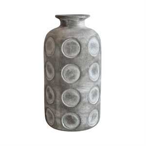 Pemberly Row Contemporary Earthenware Aztec Tub Flower Vase in Gray