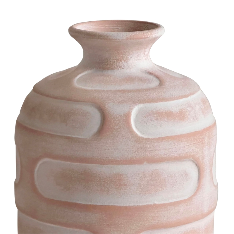 Pemberly Row Contemporary Earthenware Retro Vase in Terracotta