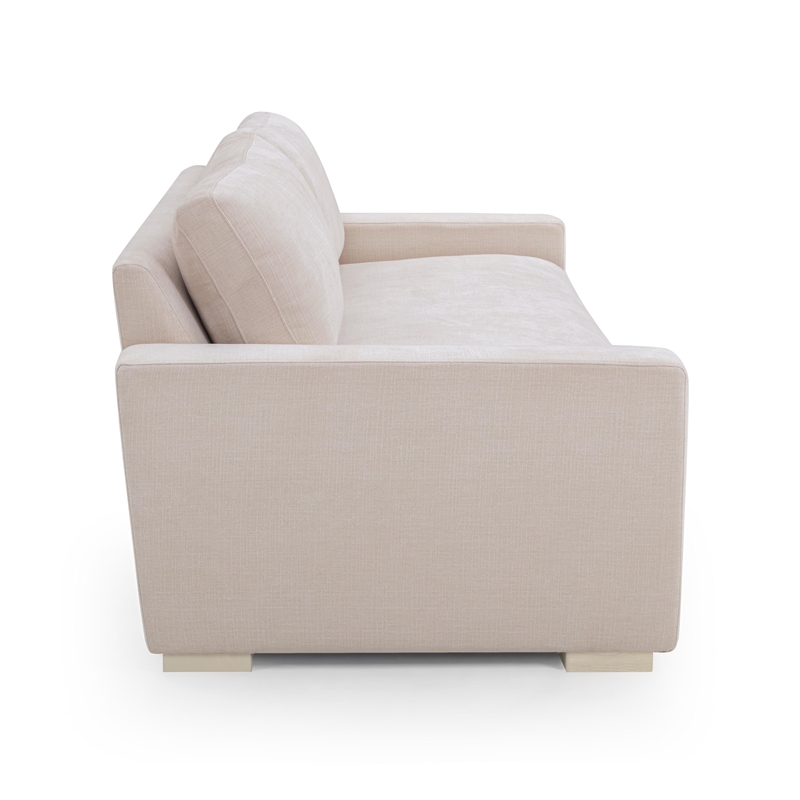 Pemberly Row Contemporary Accent Cream Chenille 96 inch Sofa
