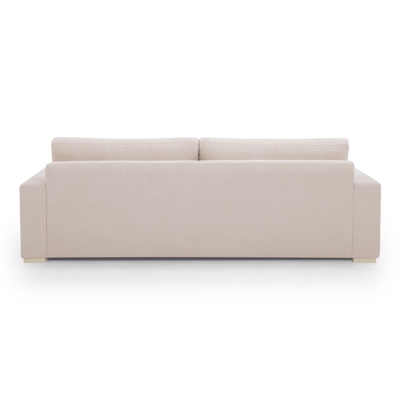 Pemberly Row Contemporary Accent Cream Chenille 96 inch Sofa