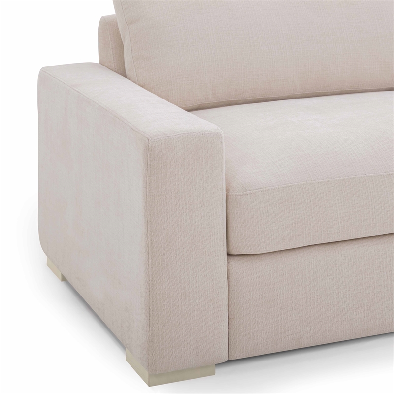 Pemberly Row Contemporary Accent Cream Chenille 96 inch Sofa