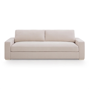 Pemberly Row Contemporary Accent Cream Chenille 96 inch Sofa