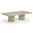 Pemberly Row Contemporary Travertine Indoor / Outdoor Coffee Table