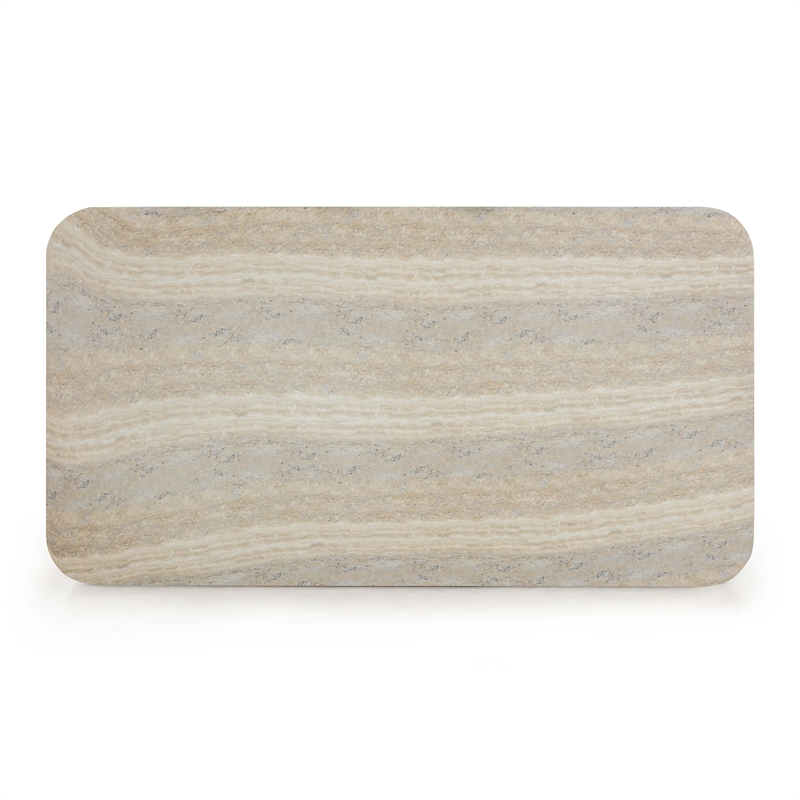 Pemberly Row Contemporary Travertine Indoor / Outdoor Coffee Table