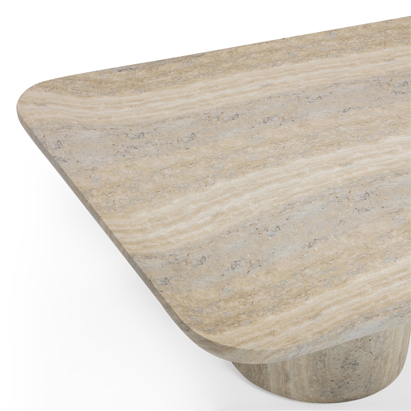Pemberly Row Contemporary Travertine Indoor / Outdoor Coffee Table