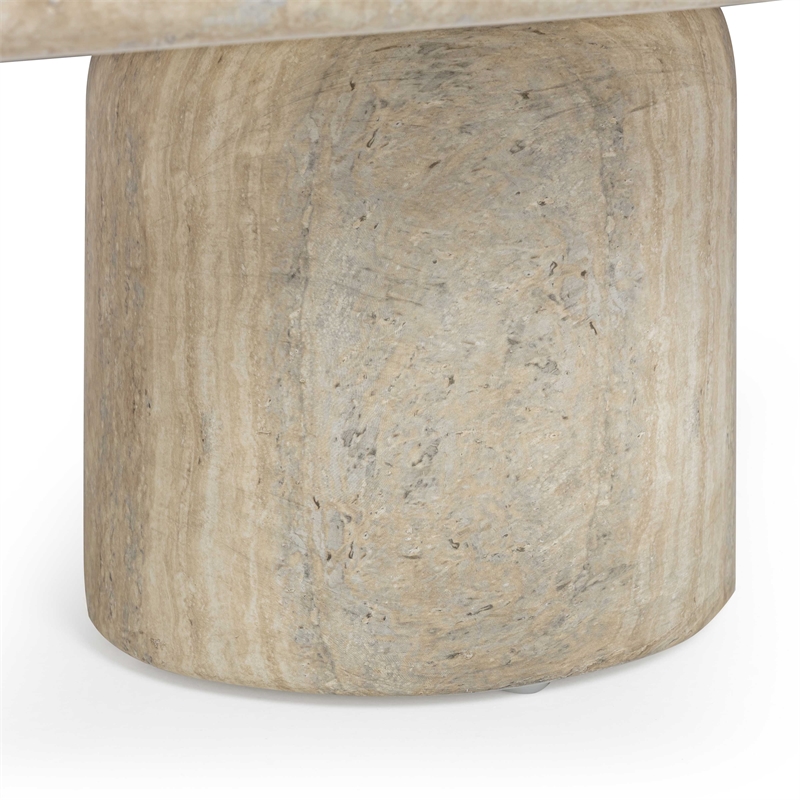Pemberly Row Contemporary Travertine Indoor / Outdoor Coffee Table