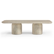 Pemberly Row Contemporary Travertine Indoor / Outdoor Coffee Table