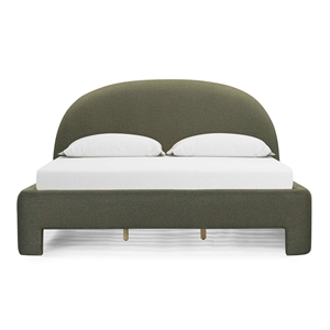 Pemberly Row Contemporary Accent Kale Green Finish Boucle King Bed