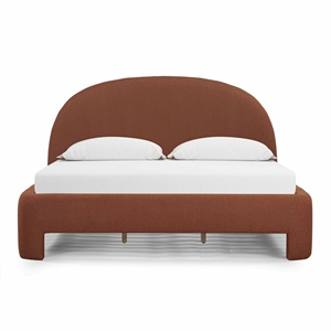 Pemberly Row Contemporary Accent Autumn Red Finish Boucle King Bed