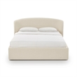 Pemberly Row Contemporary Cream Upcycled Linen Queen Storage Bed