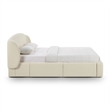 Pemberly Row Contemporary Cream Upcycled Linen Queen Storage Bed