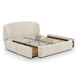 Pemberly Row Contemporary Cream Upcycled Linen Queen Storage Bed