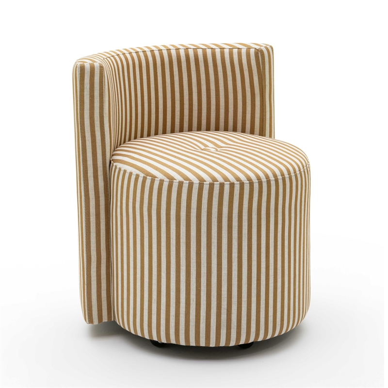 Pemberly Row Curry Yellow Striped Performance Linen Rolling Desk Chair