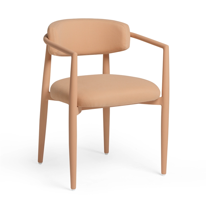Pemberly Row Peach Textured Performance Fabric Outdoor Dining Chair