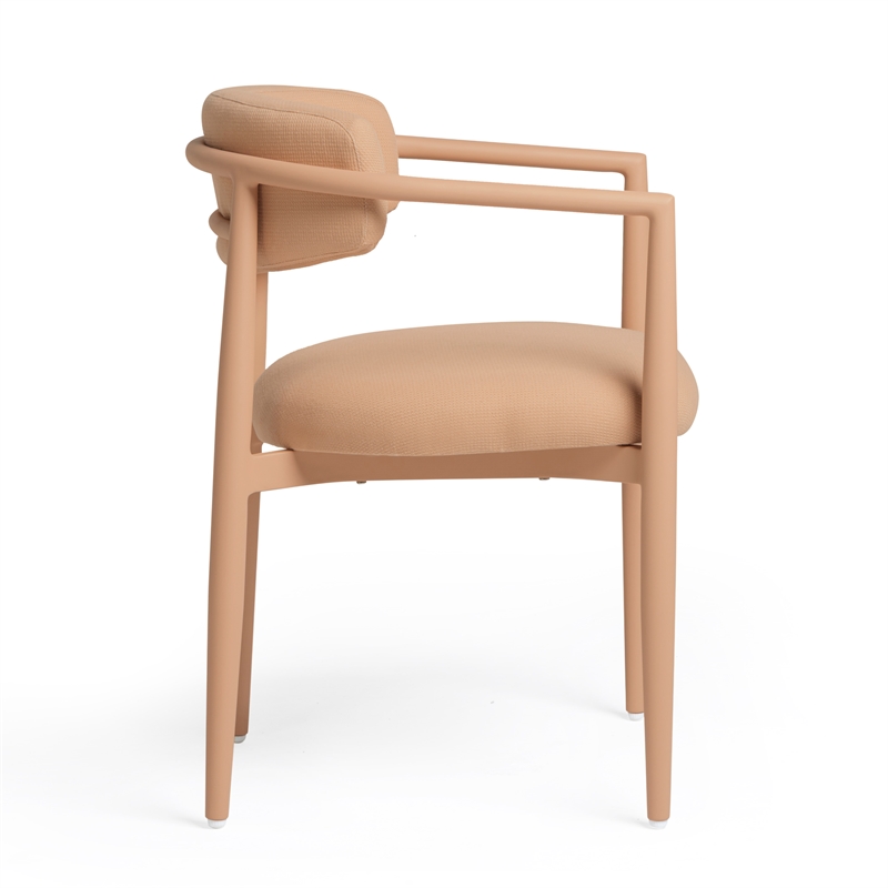 Pemberly Row Peach Textured Performance Fabric Outdoor Dining Chair