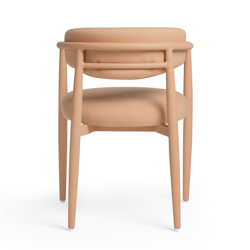 Pemberly Row Peach Textured Performance Fabric Outdoor Dining Chair