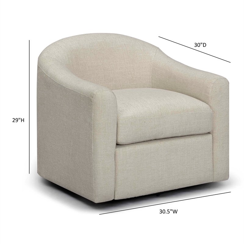 Pemberly Row Contemporary Accent Cream Basketweave Swivel Chair