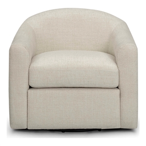 Pemberly Row Contemporary Accent Cream Basketweave Swivel Chair