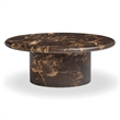 Pemberly Row Dark Brown Faux Marble Indoor/ Outdoor Concrete Round Coffee Table