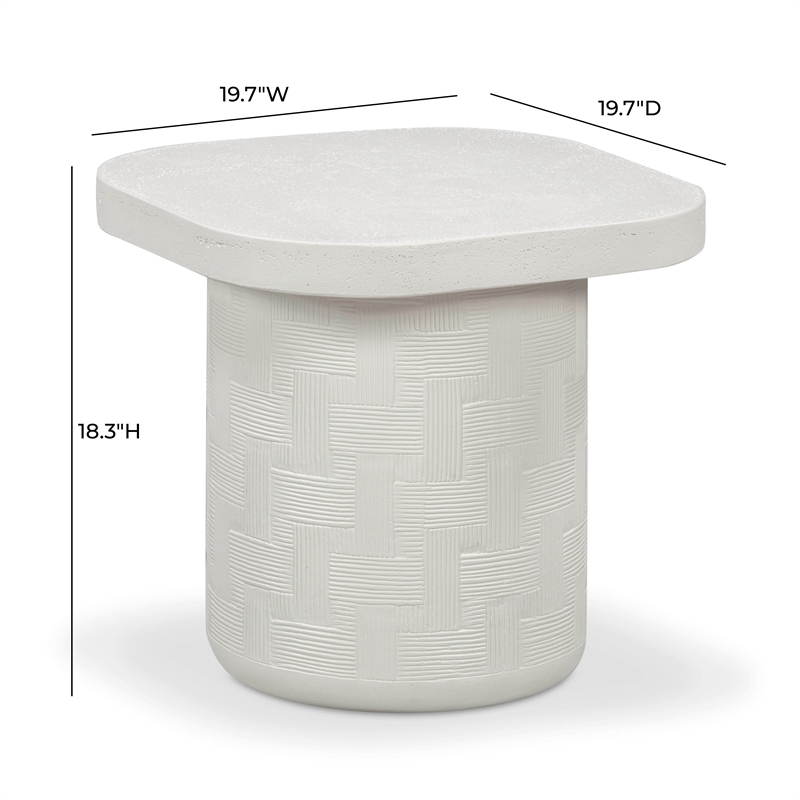 Pemberly Row Contemporary Accent Concrete Side Table in Ivory