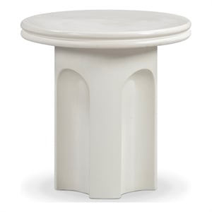 Pemberly Row Contemporary Accent Concrete Side Table in Ivory