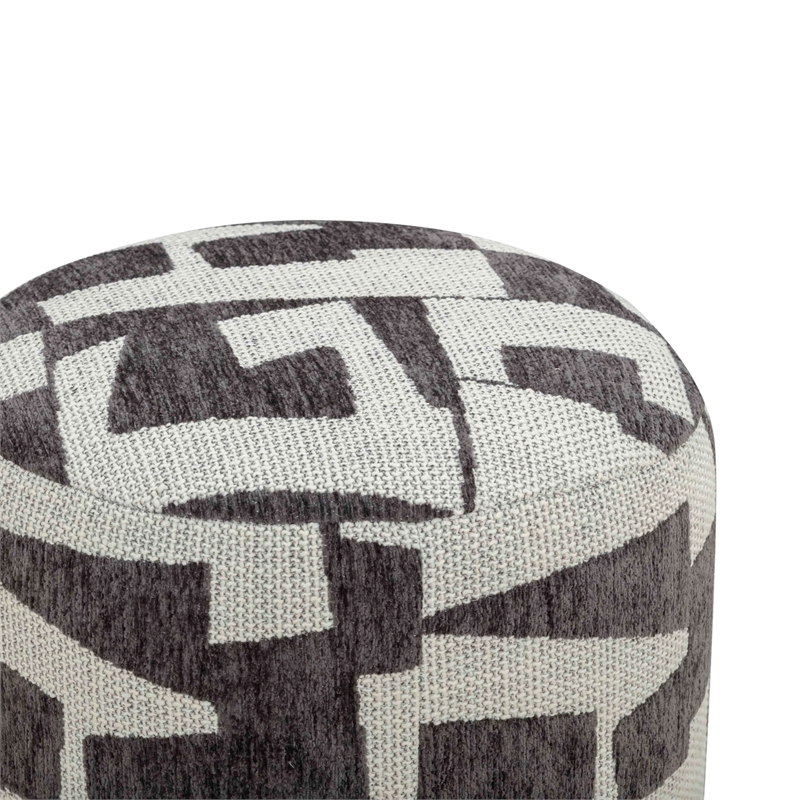 Pemberly Row Upholstered Contemporary Accent Black Jacquard Ottoman