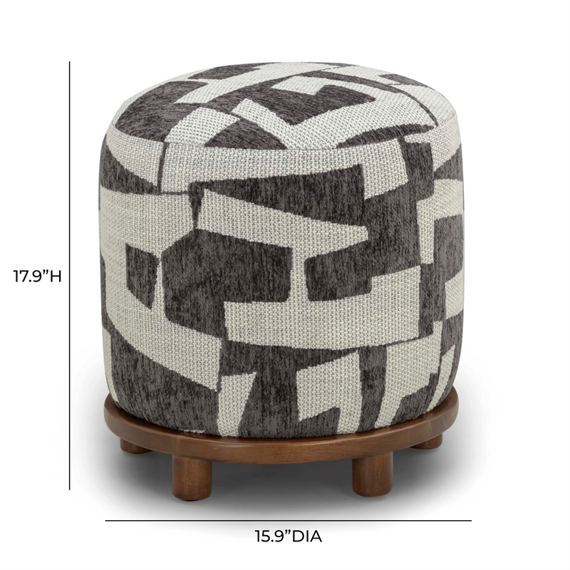 Pemberly Row Upholstered Contemporary Accent Black Jacquard Ottoman