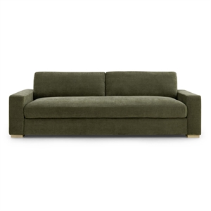 Pemberly Row Contemporary 96&quot Olive Green Upcycled Chenille Sofa
