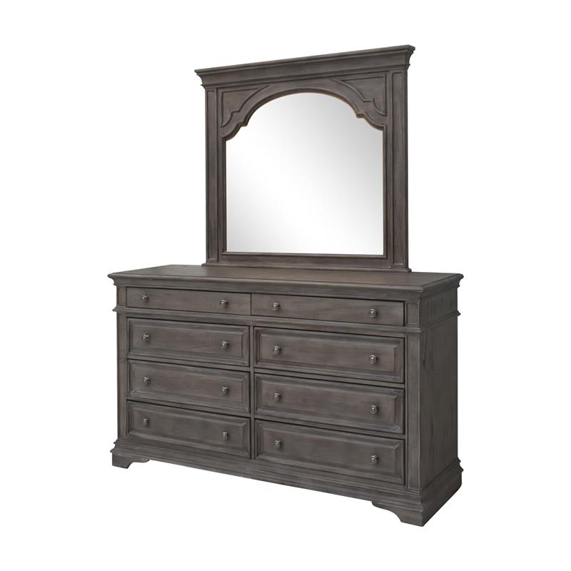 Pemberly Row Set of 4 Solid Wood Driftwood Gray King Size Bedroom set