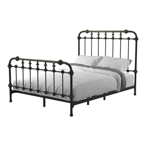 Pemberly Row Transitional Metal Twin Spindle Bed in Antique Black