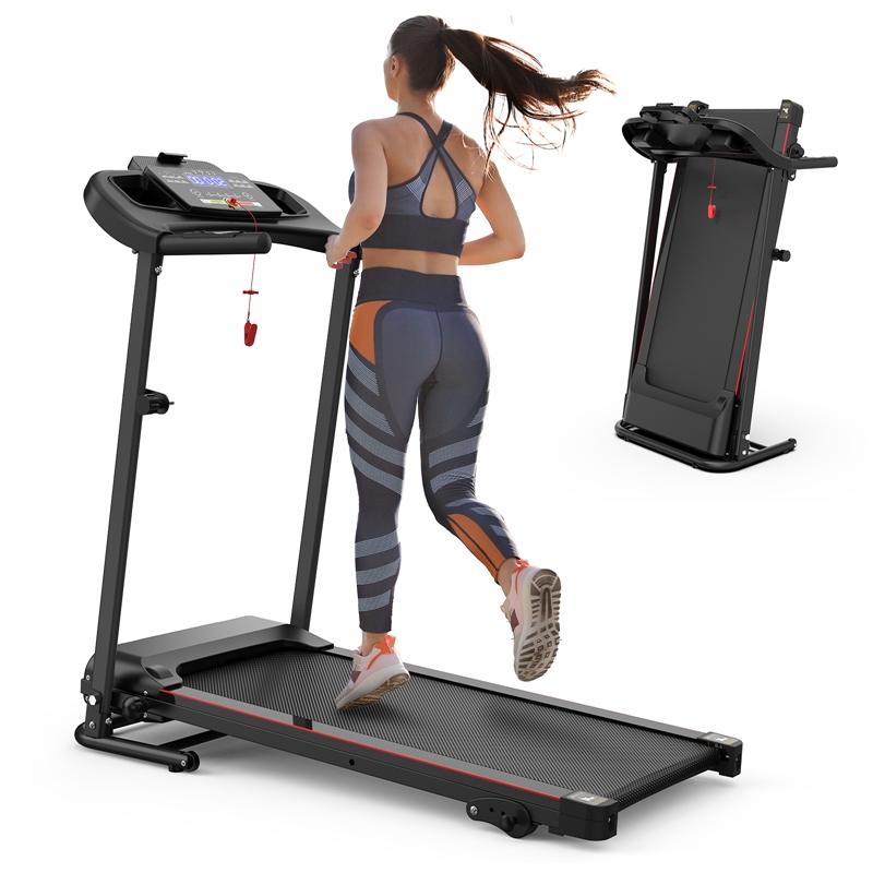 Pemberly Row Electric 2.5HP Black Folding Treadmills with Bluetooth & Incline