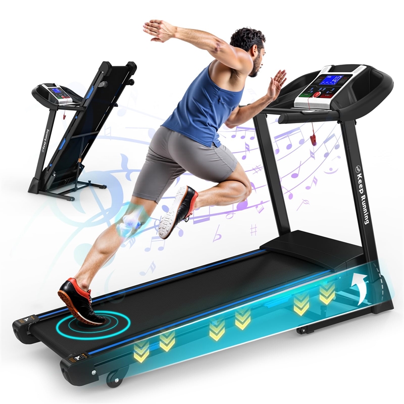 Pemberly Row 3.5HP 10MPH Black Treadmill w/ Bluetooth Heart Rate Sensor Incline