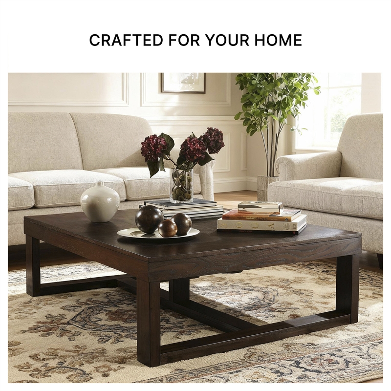 Pemberly Row Contemporary Wood Brown Rectangular Cocktail Table