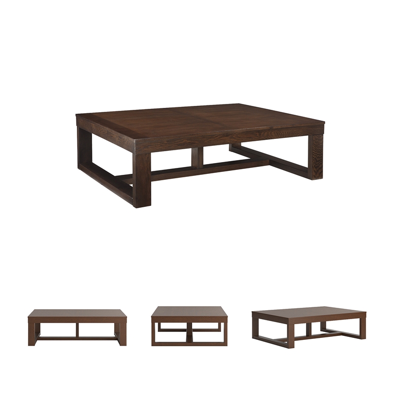 Pemberly Row Contemporary Wood Brown Rectangular Cocktail Table