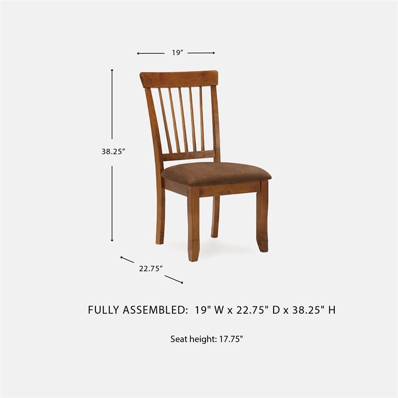 Pemberly Row Traditional Wood Brown Dining Upholstered Side Chair - Set of 2