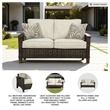 Pemberly Row Contemporary Polyester Beige & Brown Loveseat with Cushion
