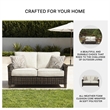 Pemberly Row Contemporary Polyester Beige & Brown Loveseat with Cushion