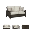 Pemberly Row Contemporary Polyester Beige & Brown Loveseat with Cushion