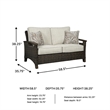 Pemberly Row Contemporary Polyester Beige & Brown Loveseat with Cushion