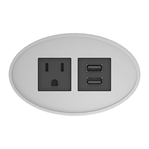 Pemberly Row Plastic USB-A Oval 120V Power Station in Silver