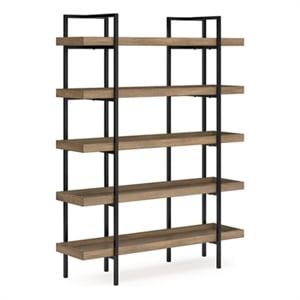 Pemberly Row Contemporary Wood Light Brown Finish 76&quot Bookcase