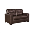 Pemberly Row Contemporary Leather Upholstered Dark Brown Loveseat