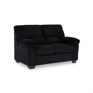 Pemberly Row Contemporary Polyester Upholstered Onyx Loveseat