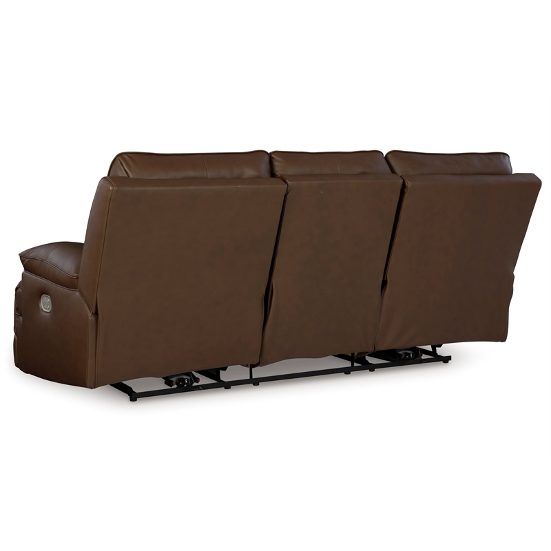 Pemberly Row Contemporary Leather Brown Power Reclining Sofa