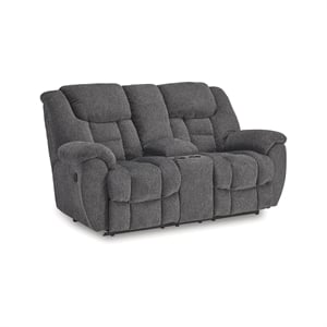 Pemberly Row Contemporary Polyester Charcoal Reclining Loveseat