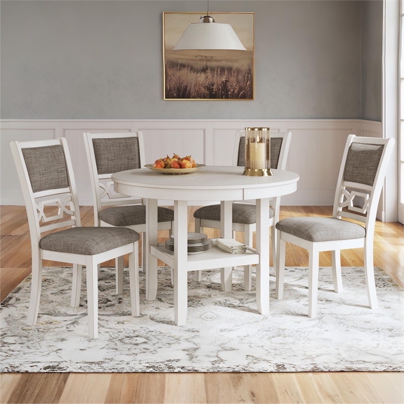 Pemberly Row Contemporary Wood Antique Dining Table & 4 Chairs