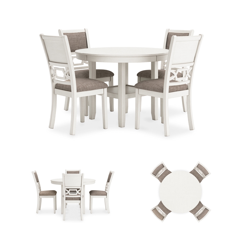 Pemberly Row Contemporary Wood Antique Dining Table & 4 Chairs