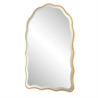 Pemberly Row Contemporary Scalloped Edges Beveled Mirror in Gold