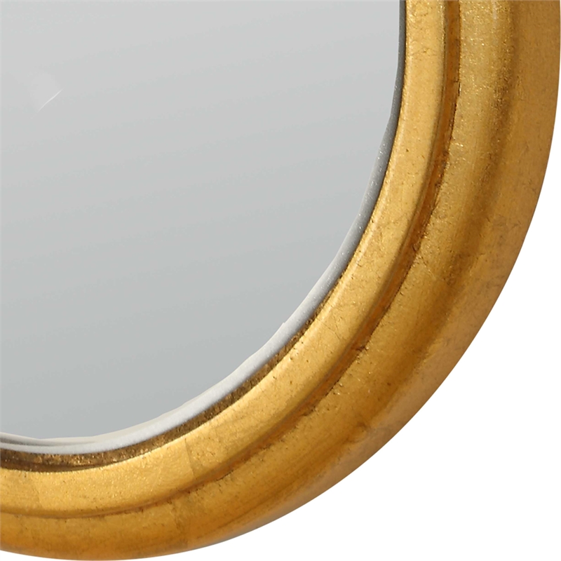 Pemberly Row Contemporary Scalloped Edges Beveled Mirror in Gold