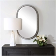Pemberly Row Contemporary Pill-Shaped Versatile Wall Mirror in Gray
